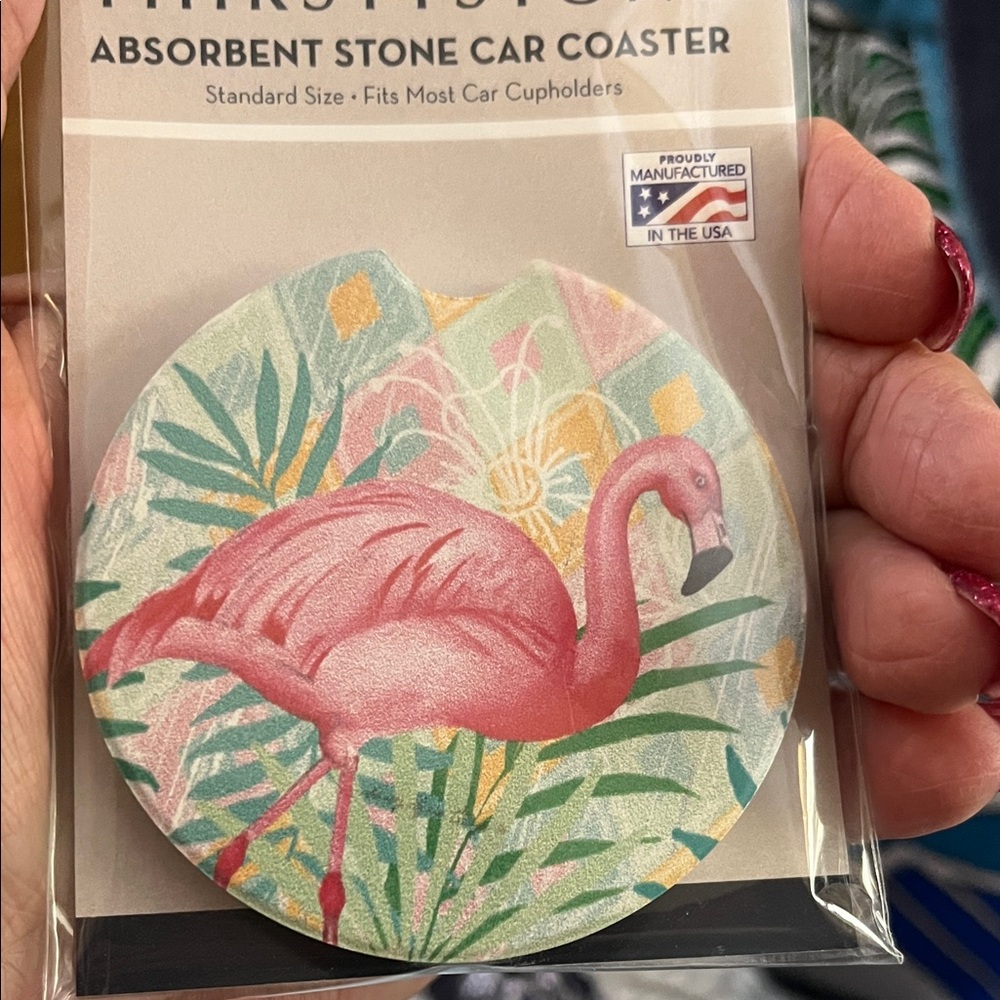 🦩21 - NWT Thirstystone Tropical Flamingo Car Coaster - Picture 2 of 4